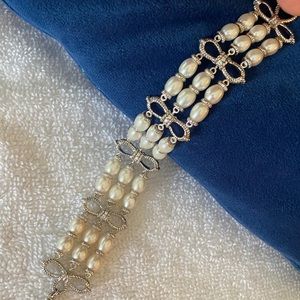 Judith Ripka sterling silver and fresh water pearl bracelet.